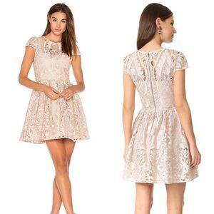 Alice + Olivia Gracia Mini Cream Dress Lace Size 0